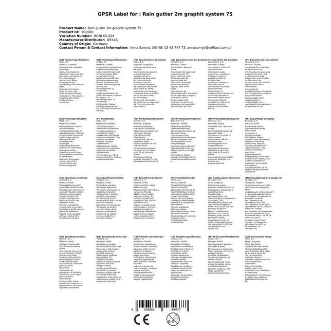 Grafiet Regenpijp 2m - System 75 Dakgoot
