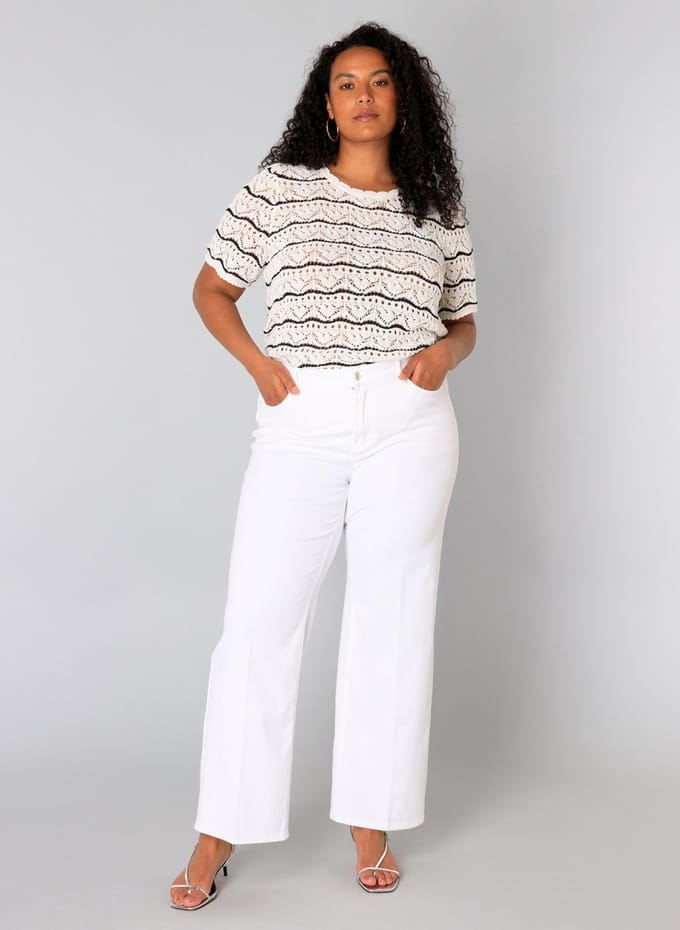 YESTA Ulrika Tops - White/Black - maat X-0(44)