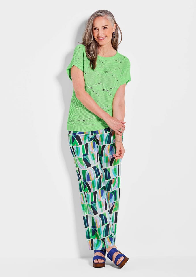 Tricot pullover met ruitmotief - lichtgroen - Gr. 24 van Goldner Fashion