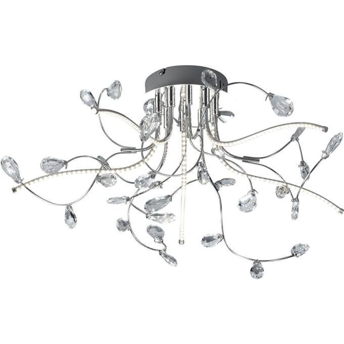 HELL Plafondlamp Crystal, chroom, 54 cm