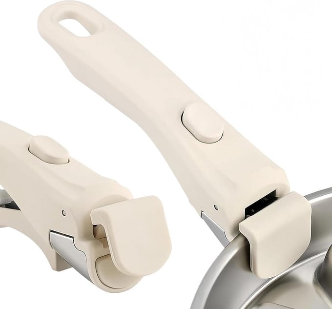 Afneembare Handgreep - Pannengreep - Veilig Koken - Eénknopsysteem - Tot 10 kg - Wit