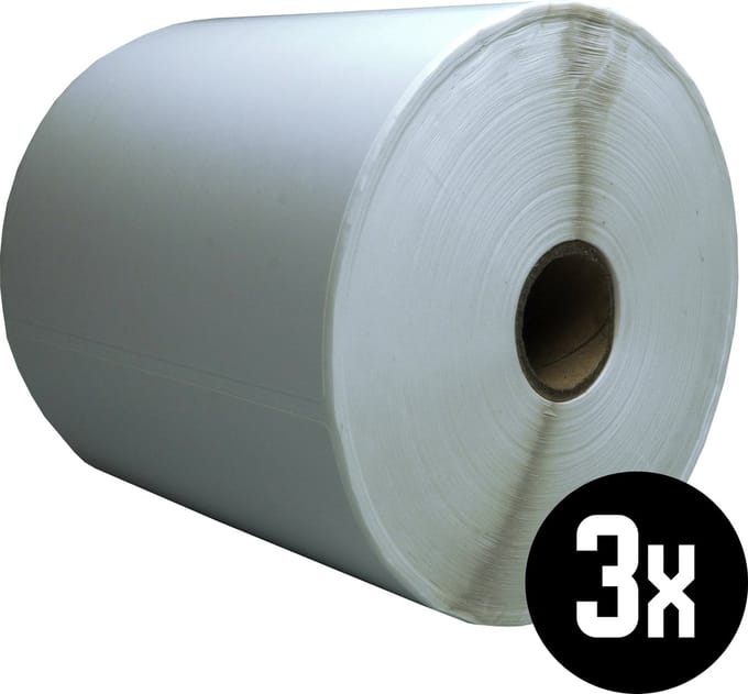 DULA Compatible Zebra Labels 102x76mm - 930 etiketten per rol - kern 25mm - Wit - Permanent - 3 rollen