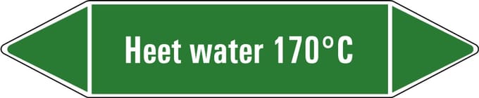 Heet water 170°C leidingmarkering op vel 252 x 52 mm - 3 per vel