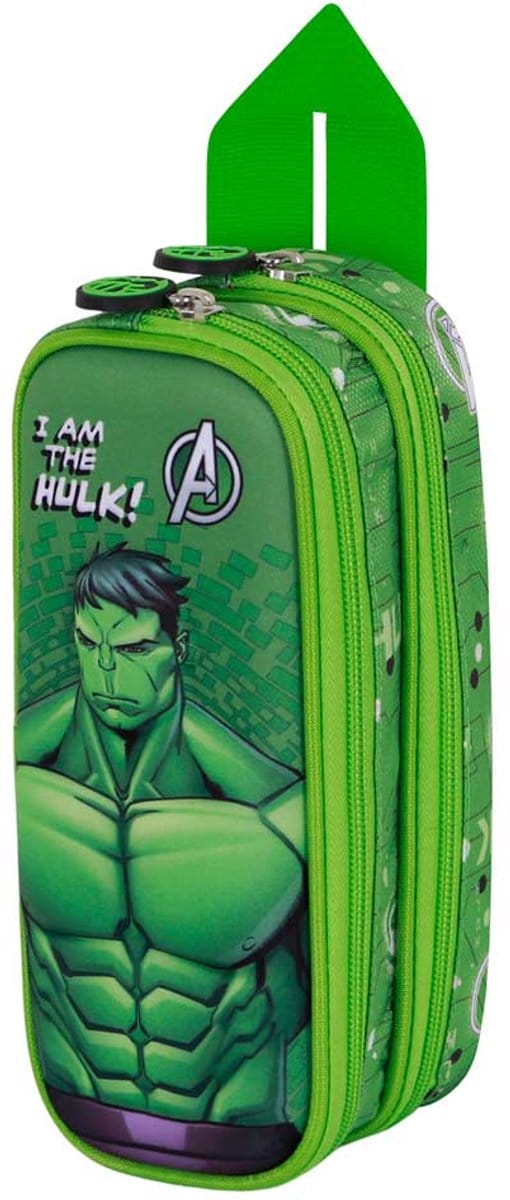 Karactermania - Marvel Hulk Rage - 3D Pennenzak - Potloden Etui met Dubbele Rits - Pennenetui - groen
