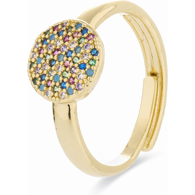 Luxenter ring met Multicolour Zirkonia afgewerkt in 18K geel goud - Cuix