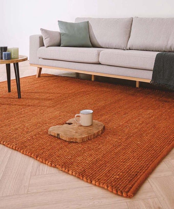 Wollen vloerkleed - Lett cognac 140x200