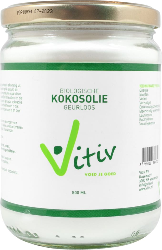 Vitiv Kokosolie geurloos bio 500 Milliliter