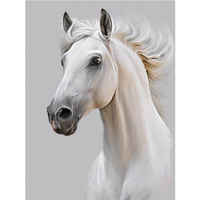 Peinture diamant thème cheval complet 5d, mosaïque d'animaux, broderie faite à la main 20X30CM gray