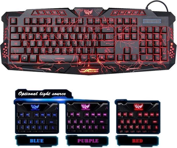 Toetsenbord M200 Backlit LED USB Bedraad Kabel - 3 kleuren - Computer Crack Gaming - Keyboard Qwerty