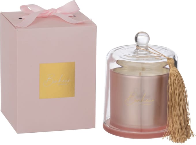 J-Line geurkaars Stolp Bonheur - Sapphire Amber Tea - glas - roze - large - 45U