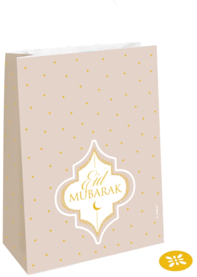 RIETHMULLER - 4 papieren zakjes Eid Mubarak 15 x 21 cm poederroze