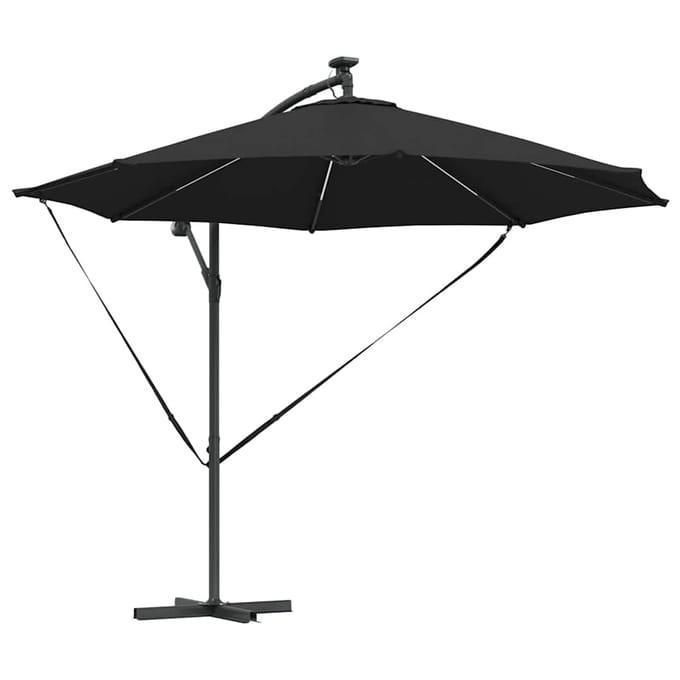 vidaXL - Parasol - 294 - x - 294 - x - 248 - cm - Polyester - en - Aluminium - Zwart
