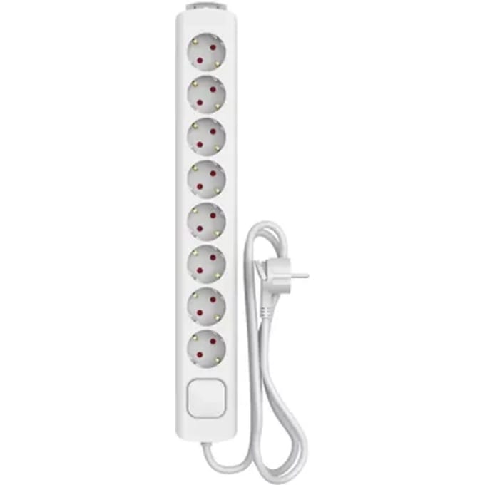 Sencys Stekkerdoos 8-voudig Wit 1,5 Meter