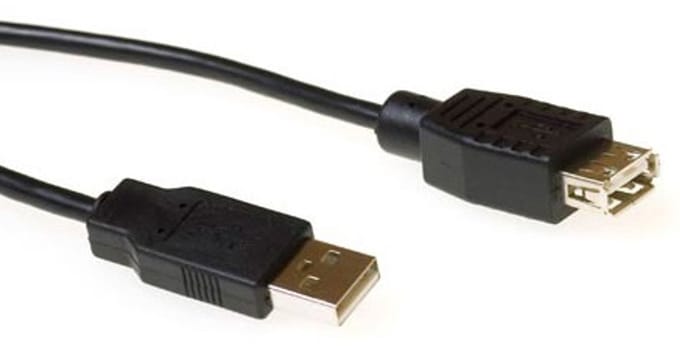Kabel ACT USB 2.0 A male - USB A female zwart 0.5 meter