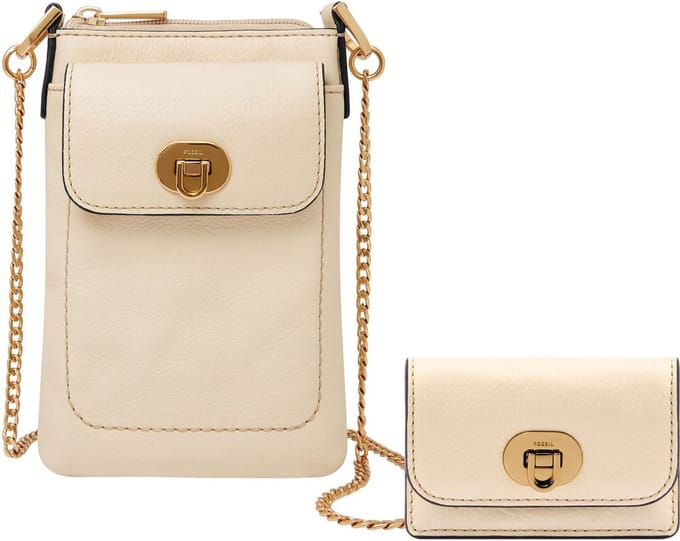 FOSSIL Leren Telefoontasje Schoudertas Harper Phone Bag Bone Crème
