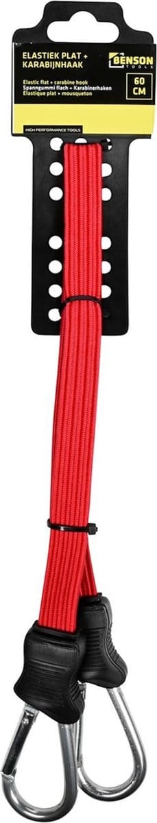 Benson Elastiek plat 60 cm met karabijnhaak - flexibel en veilig