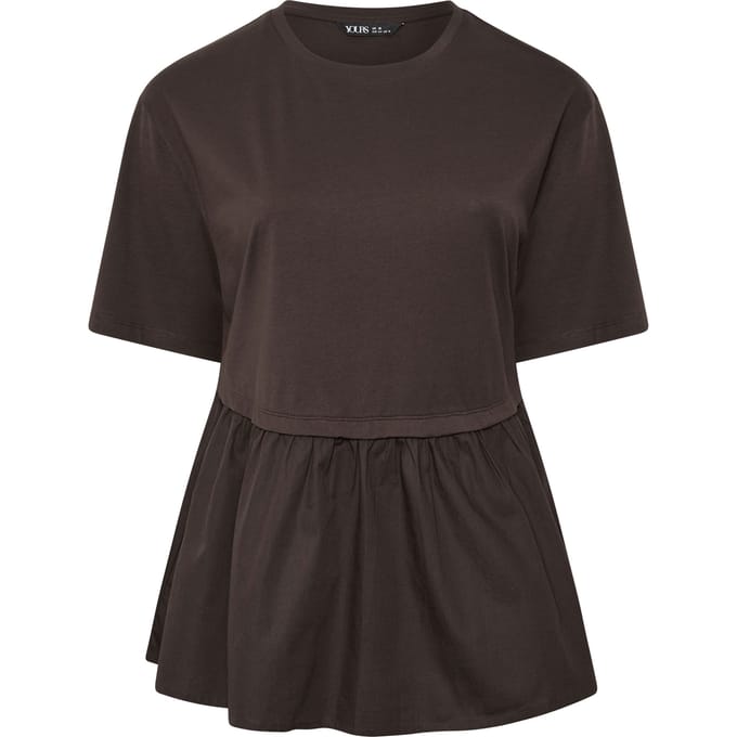 Yours Clothing Chocoladebruin Poplin Tshirt Size 50-52