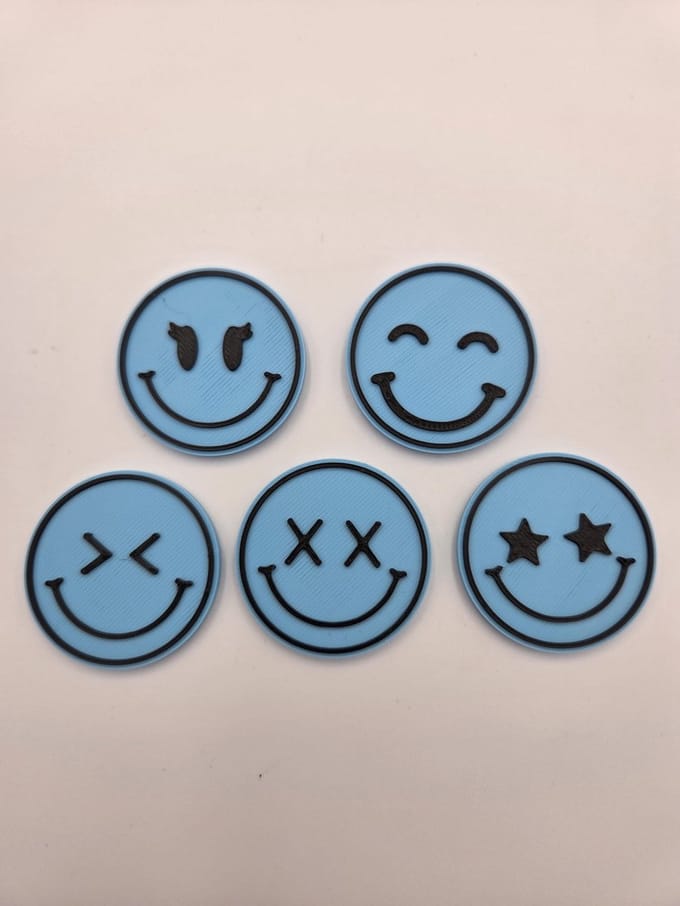 Smiley magneet blauw assorti 5 stuks