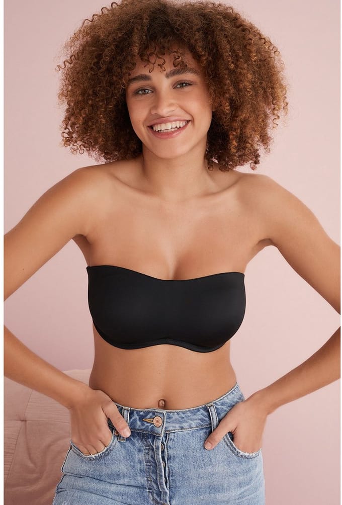 Next - Dames - Niet-gewatteerde, strakke strapless en multifunctionele bandeau-bh DD+ - Zwart