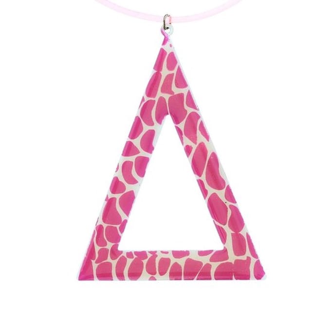 Behave - Ketting met Driehoek Hanger - Roze Print - Trendy Look
