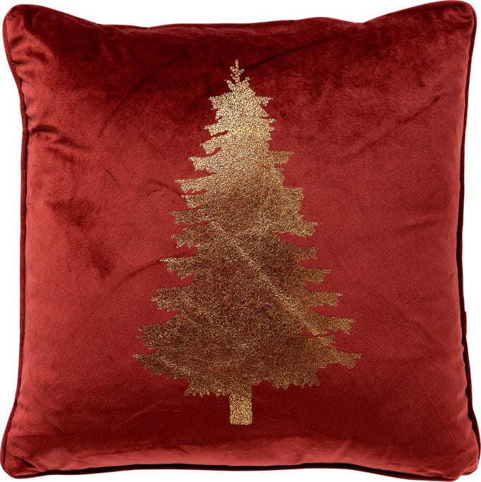 TREE - sierkussen 45x45 cm - kerst - fluweel - Biking Red - rood