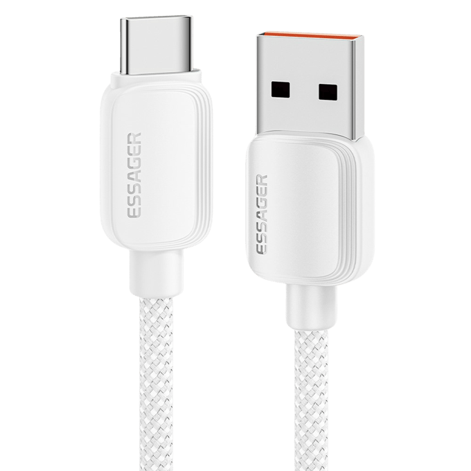 Essager 100W(!) Smartphone en Laptop Data + Oplaadkabel USB-A naar USB-C Wit 1m