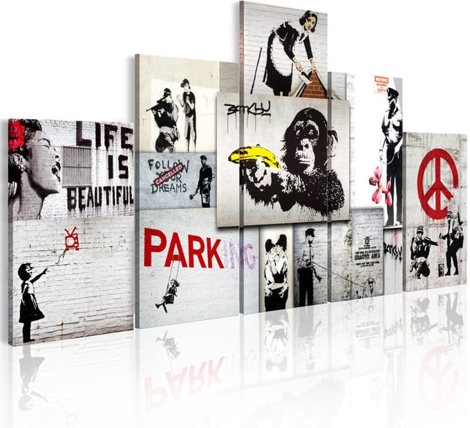 Schilderij - Street Crimes: Banksy Art , 5 luik
