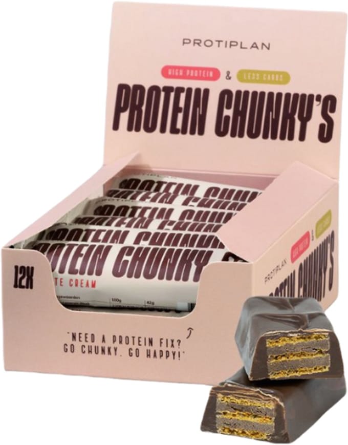 Protiplan - Protein Bar Chunky Chocolate Cream - 12 x 42 g - Low Carb - Suikerarm - Eiwitrepen