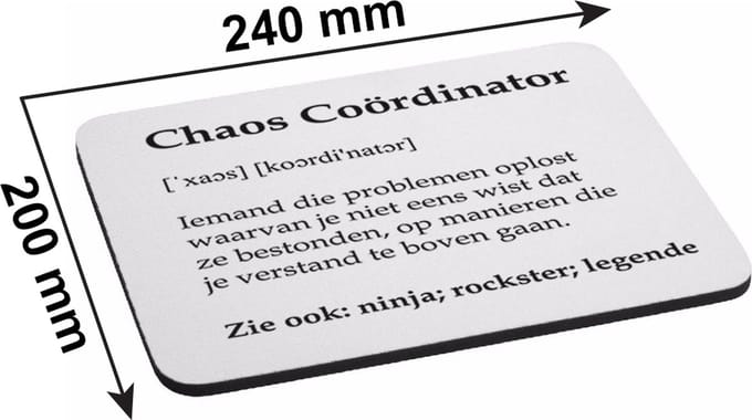 Muismat "Chaos Coördinator" - Muis Mat - Cadeau Collega Bedankt - Kantoor Cadeau- Afscheid Cadeau - Bureau Accessoire - Computer Accountant
