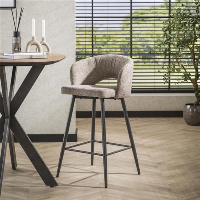 Hoyz Collection - Barstoel Boucle Salon - Tissee Cargo Zandkleur - Set van 2