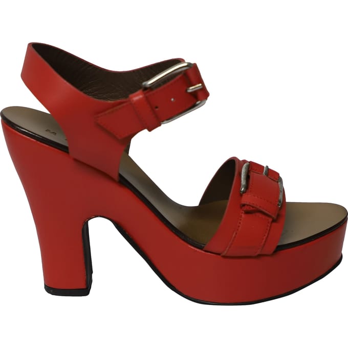 Marni platform sandalen met gesp in koraalkleurig leer