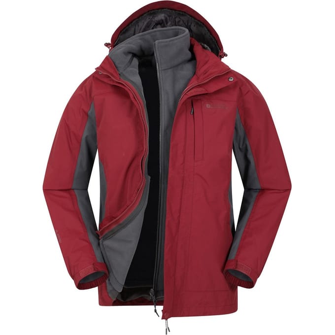 Mountain Warehouse Heren Thunderstorm 3 in 1 Waterdichte Jas (Rood)
