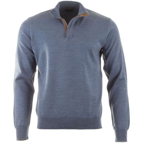 Paul & Shark Trui Alcantara Details Summer Wool Half Zip Infinity Blue / male