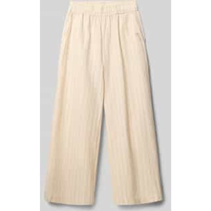 wide fit stoffen broek met gestikt logo