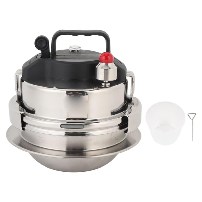 Kleine Snelkookpan 304 Roestvrij Staal Kookplaat Snelkookpan Kookgerei Pot met Draagbaar Deksel 0.8L black