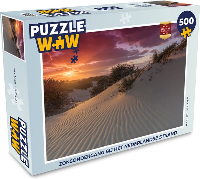 Puzzel Zonsondergang bij het Nederlandse strand - Legpuzzel - Puzzel 500 stukjes