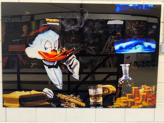 Dagobert Tony schilderij op plexiglas 90x60cm