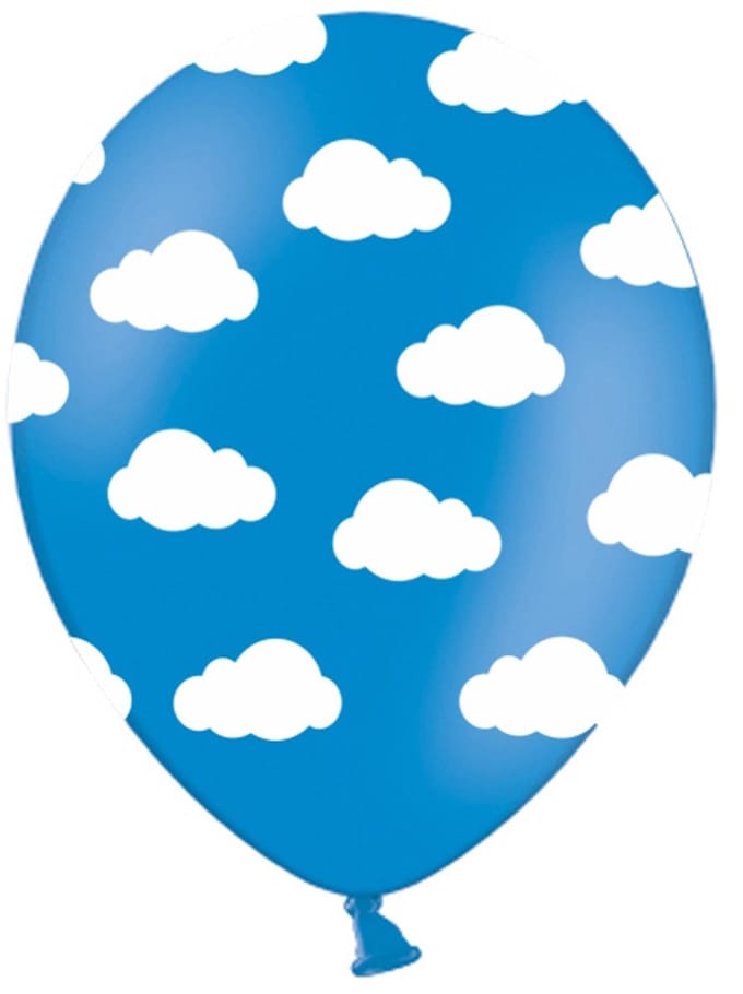 Partydeco - Ballonnen blauw wolken wit 6 stuks