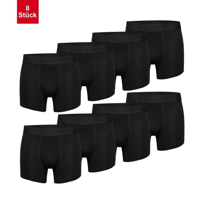 Phil & Co Zwarte Boxershorts Heren Multipack 8-Pack Zwart - Maat M | Onderbroek