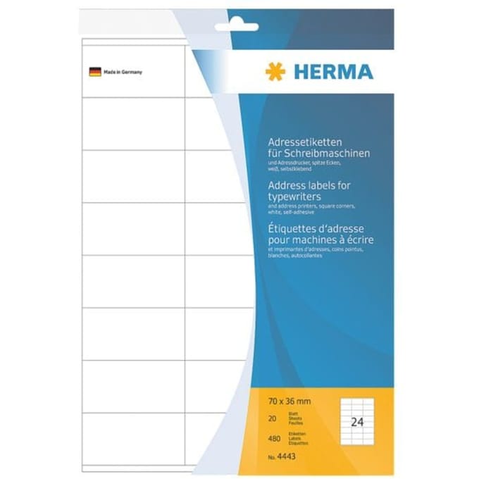 HERMA Adreslabels - mat - 480 labels - 70 x 36 mm