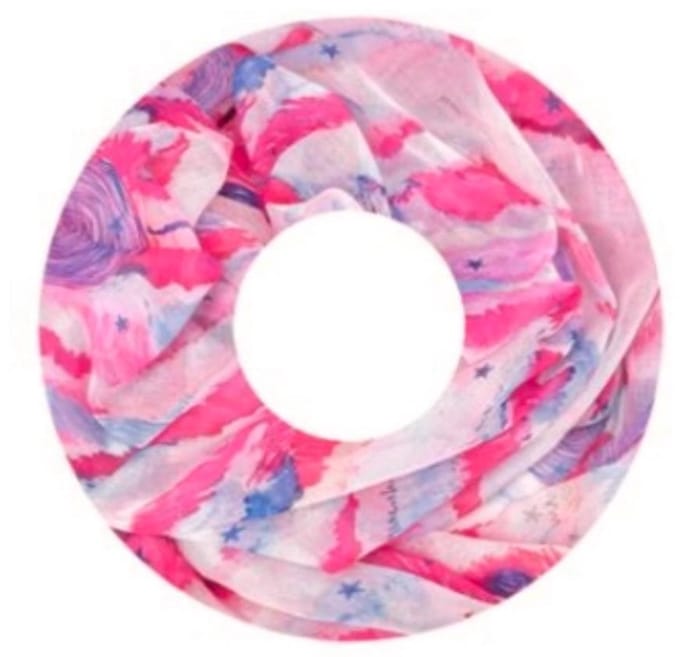 Dunne Colsjaal - Print - (25581#) - Roze/Ecru