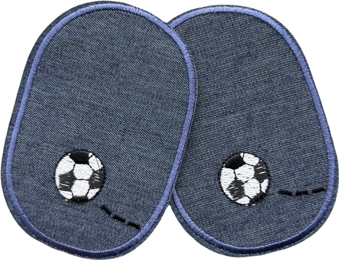 Elleboog Knie Strijk Stukken Patch Set Voetbal Denim 8 cm / 11.4 cm / Blauw Jeans