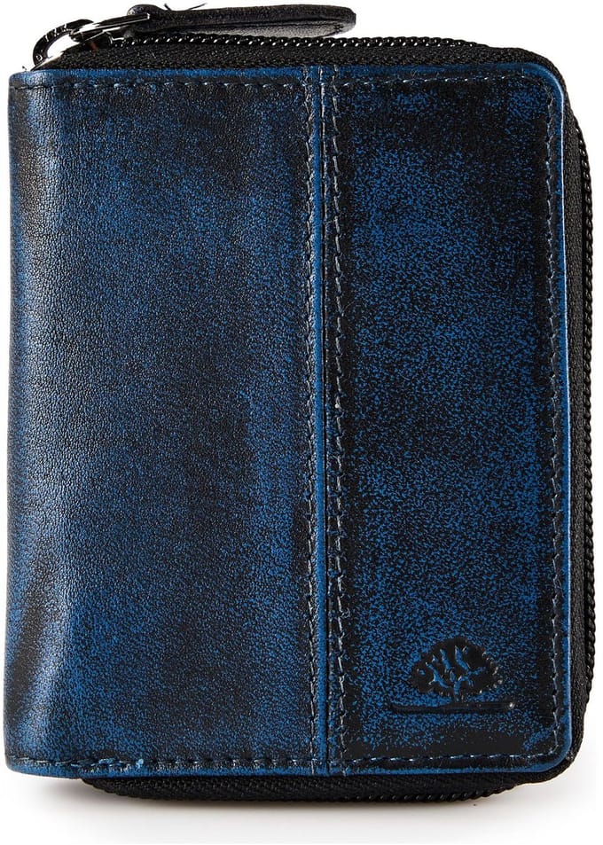 Greenburry Destressed Portemonnee RFID-bescherming Leer 10.5 cm - Unisex, Dames - Staand formaat - navy blue
