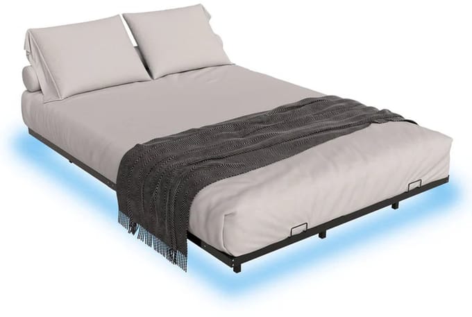 Metalen Bed Palamos - 140 x 200 cm - Incl. LED - Zwart