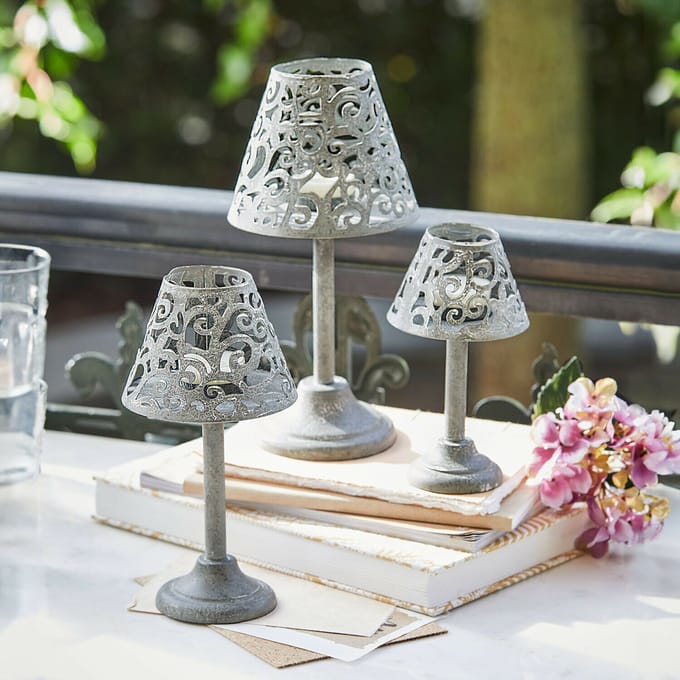 LOBERON Windlichtje set van 3 Belori antiekgrijs