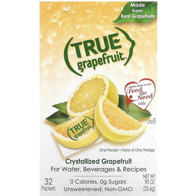 Pamplemousse Vrai, Pamplemousse Cristallisé, Sans Sucre, Paquet de 32 0,90 oz (25,6 g)