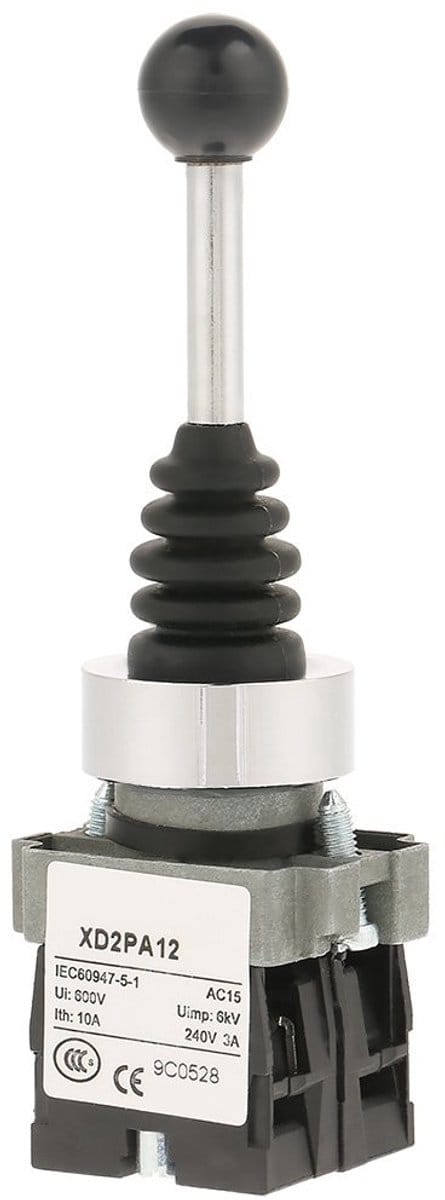Allecto - Joystick Switch - Zelfsluitend - 2 Posities - 22mm - 220V - 2NO - Geschikt voor AC/DC toepassingen