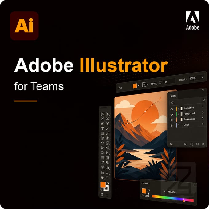 Adobe Illustrator for Teams 1 - 9 Gebruiker(s)