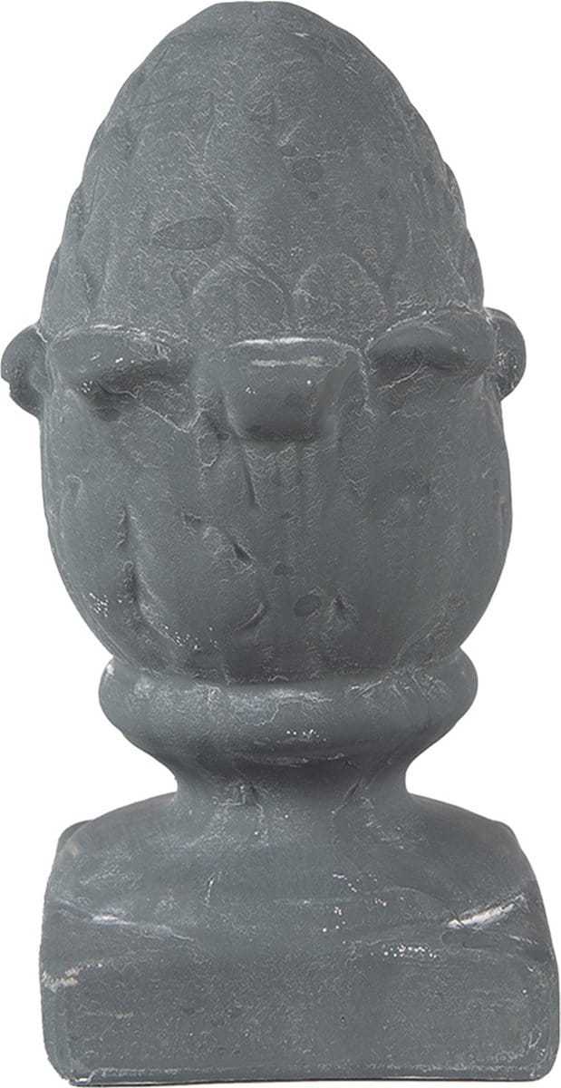 Clayre & Eef Decoratie Dennenappel 11x11x21 cm Grijs Steen