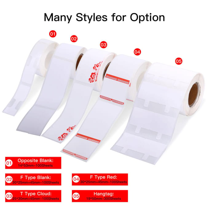 Étiquette de prix pour bijoux, impression thermique, papier autocollant, imperméable, résistant à l'huile, indéchirable Opposite Blank 14x53mm (100 sheets) white